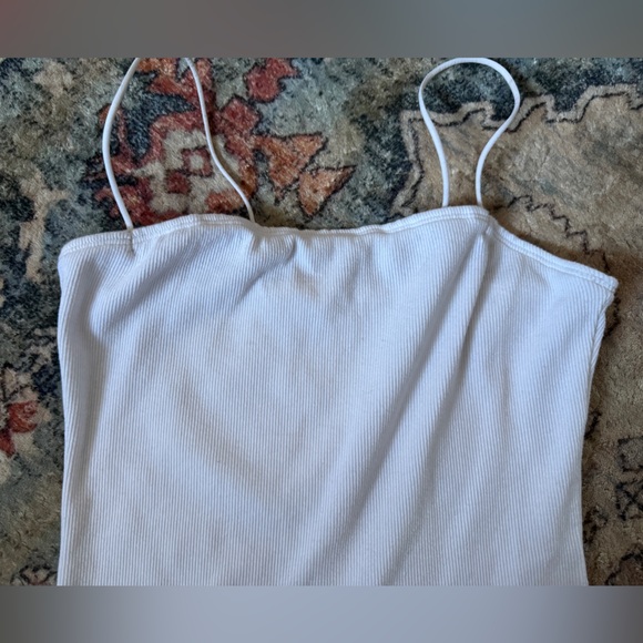 White Ribbed Spaghetti Strap Bodysuit - Picture 3 of 4